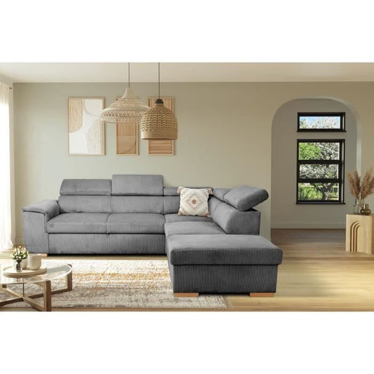 DAYTONA Omkeerbare hoekbank - 5 zitplaatsen - Stof Lincoln Antraciet - Opbergruimte - 260 x 216 x 94 cm