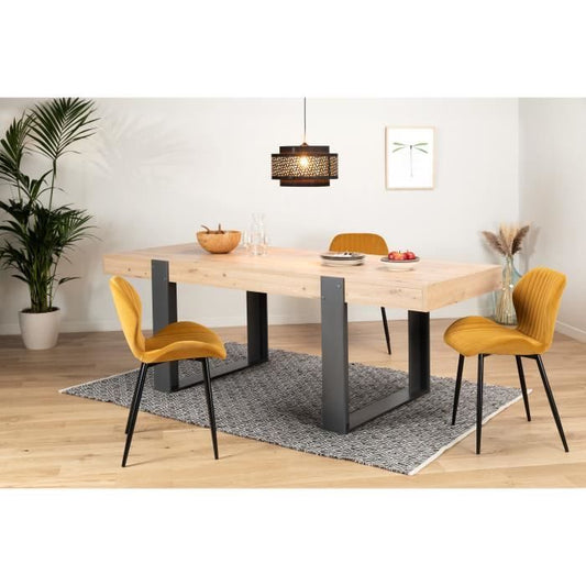 Eettafel - Vakman eiken en Shadow Grey decor - L 223,9 x D 93 x H 78,6 cm - LOFT
