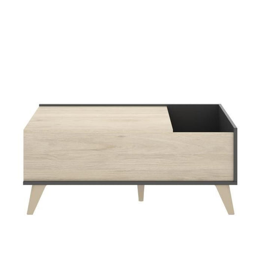 NESS woonkamerset: TV-meubel + Opklapbare salontafel - Melamine - Decor eiken en antraciet