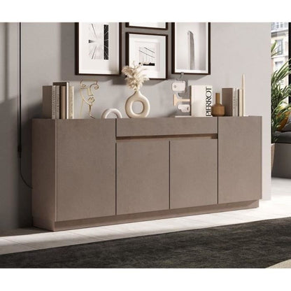 FIRENZE hoog dressoir - Brons en Mercury Eiken - 4 deuren + 1 lade - Eigentijdse stijl/design