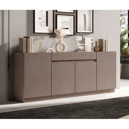 FIRENZE hoog dressoir - Brons en Mercury Eiken - 4 deuren + 1 lade - Eigentijdse stijl/design