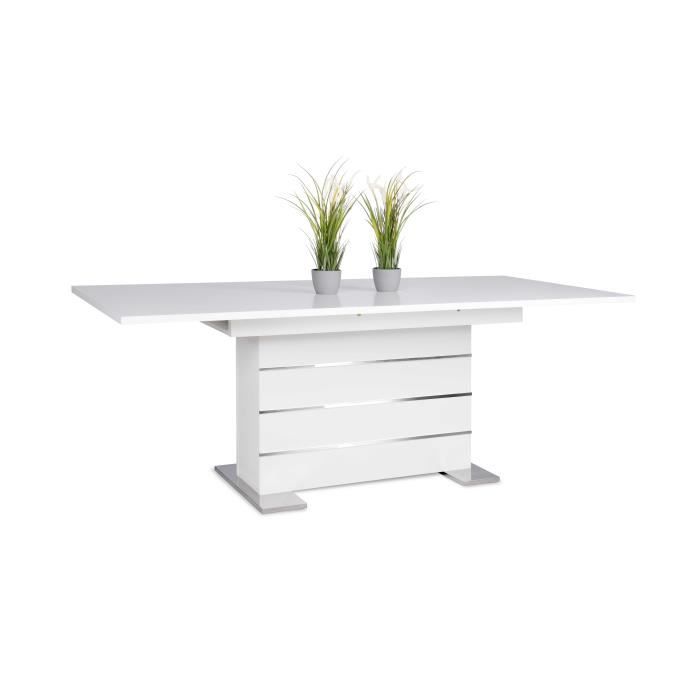 Uitbreidbare tafel 6-8 personen - rechthoekige deelpanelen - mantova - wit en aluminium - l 160-200 x d90 x h75 cm