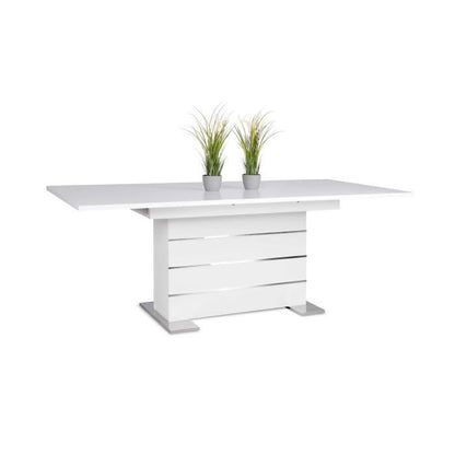 Uitbreidbare tafel 6-8 personen - rechthoekige deelpanelen - mantova - wit en aluminium - l 160-200 x d90 x h75 cm