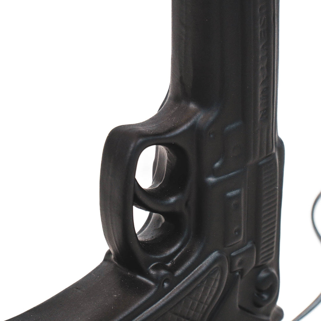 Tafellamp - Gun - Keramiek - Zwart - E27 - 15x9x32cm
