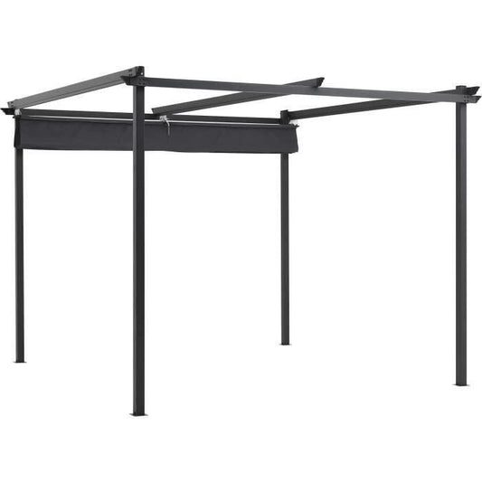 KIBA pergola met roldak - Grijs - 3 x 3 m