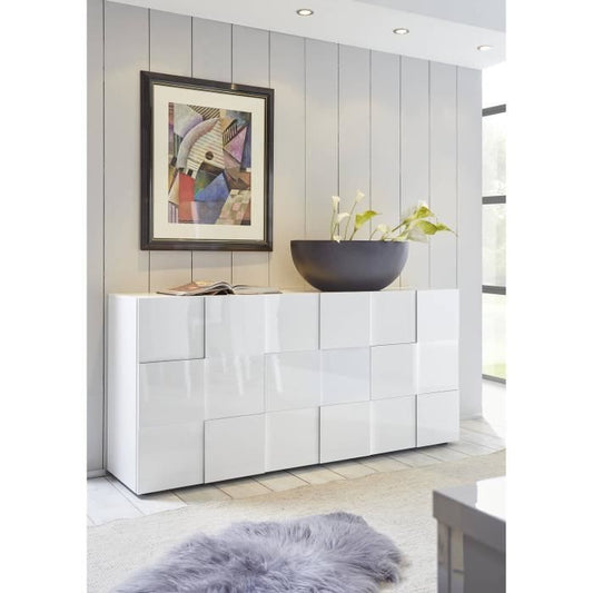 Dressoir met 3 deuren - Wit glanzend gelakt - L181xP42xH84 cm - MILANO