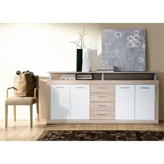 CAVA Modern lowboard met eiken en wit decor - L 197 cm