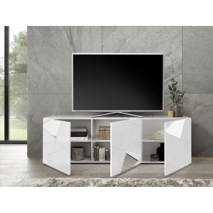 Tv-meubel - Briljant gelakt wit met spiegelschermafwerking - L181 x D43 x H57 cm - Victory