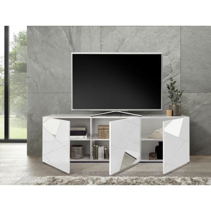 Tv-meubel - Briljant gelakt wit met spiegelschermafwerking - L181 x D43 x H57 cm - Victory