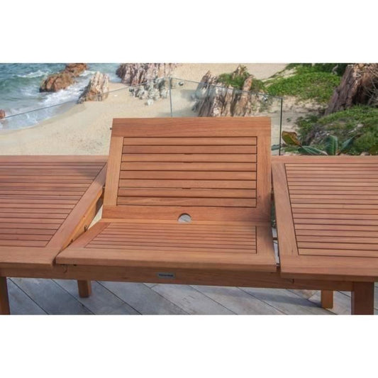 Tuinset 6 personen - Uitschuifbare tafel 120-180 x 80 cm + 6 textileen stoelen - FSC Eucalyptushout