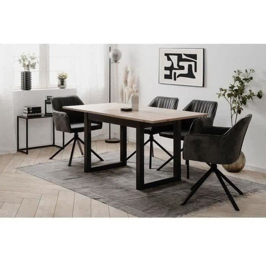 Denver 80B uitschuifbare tafel - 120-160 x 75 x 80 cm - Artisan eiken / antraciet decor - 1 verlengstuk van 40 cm inbegrepen - 8 personen