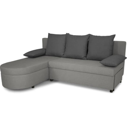 JEN 3-zits omkeerbare converteerbare hoekbank - Grijze stof - Eigentijdse stijl - L196 x H88 x D159 cm