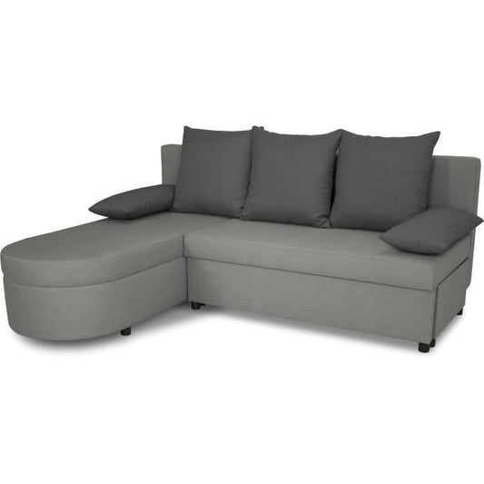 JEN 3-zits omkeerbare converteerbare hoekbank - Grijze stof - Eigentijdse stijl - L196 x H88 x D159 cm