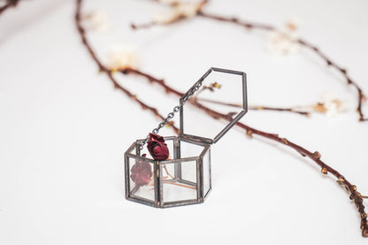 Opbergdoos - Zeshoek - Metaal/Glas - Zwart - 6x5,5x3,5cm