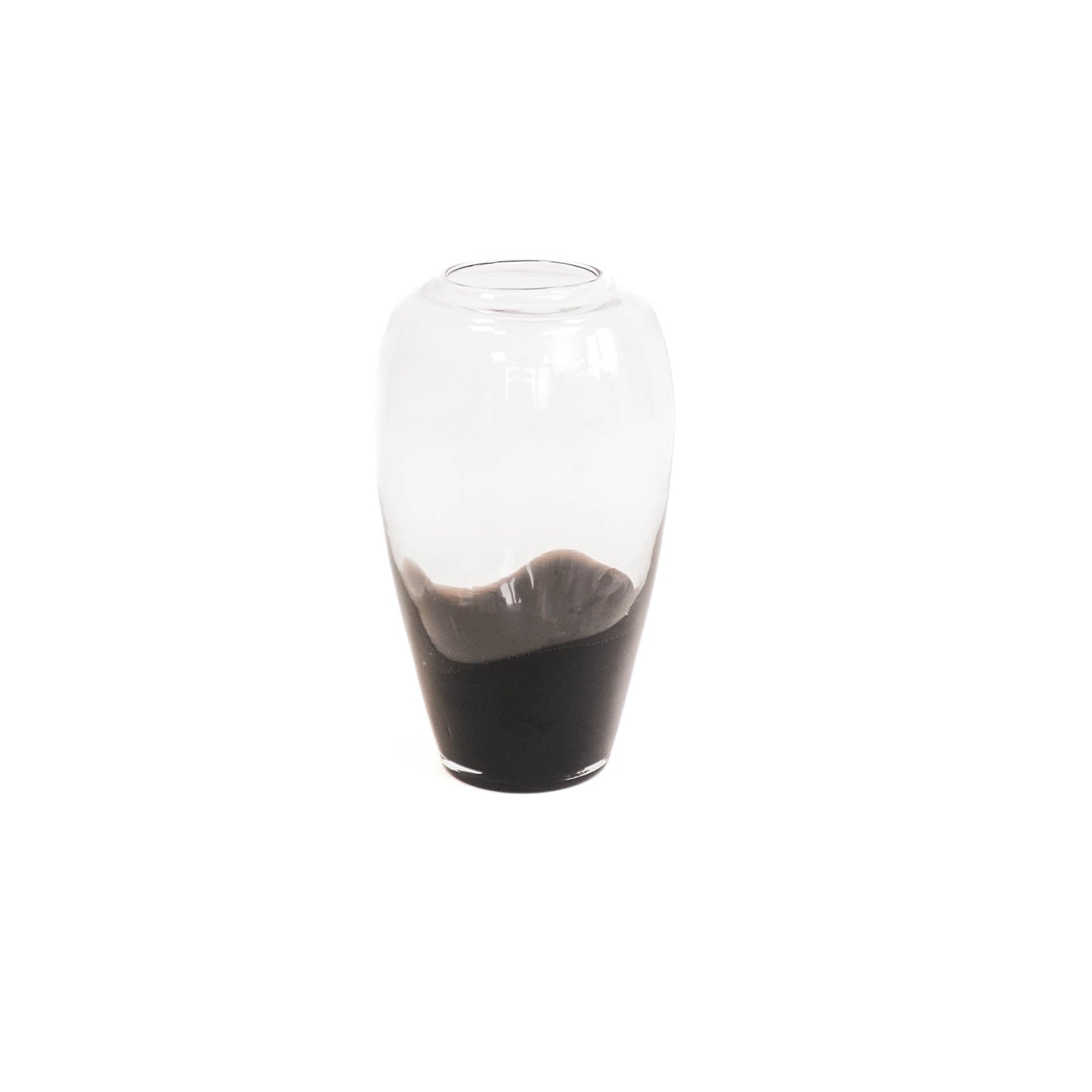 Vaas - Glas - Dipdye - Transparant/Bruin - 18x18x30cm