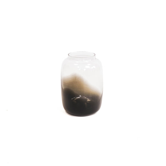 Vaas - Glas - Dipdye - Transparant/Bruin - 18x25cm