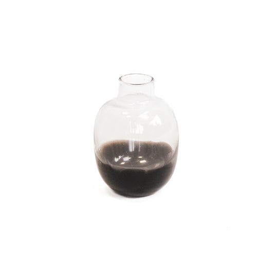 Vaas - Glas - Dipdye - Transparant/Bruin - 12x16cm