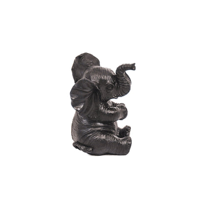 Ornament - Olifant - Polyresin - Zwart - 7x7x11cm