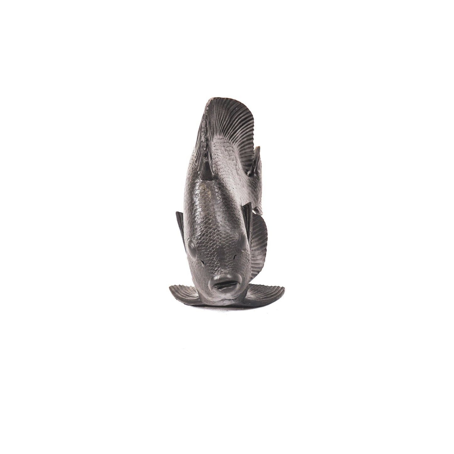 Ornament - Platvis - Polyresin - Zwart - 19,5x10,5x16cm