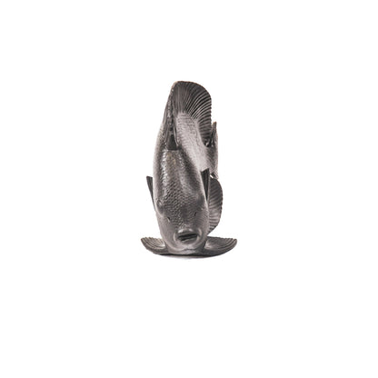 Ornament - Platvis - Polyresin - Zwart - 19,5x10,5x16cm