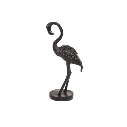 Ornament - Flamingo - Metaal - Zwart - 9x7,5x19,5cm