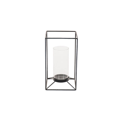 Lantaarn - Metaal/Glas - Zwart - 14,5x14,5x25cm