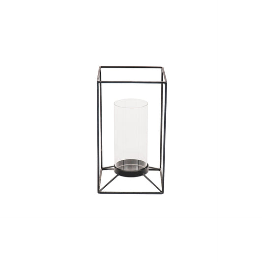 Lantaarn - Metaal/Glas - Zwart - 14,5x14,5x25cm