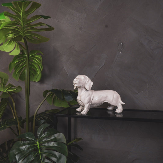Ornament - Hond met hengels - Polyresin - Beige - 20x8x15cm