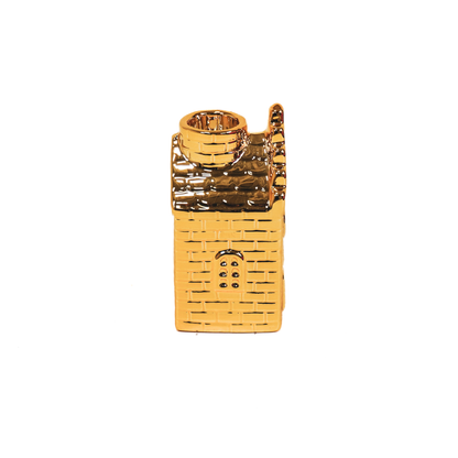 Kaarsenhouder - Huis - Keramiek - Goud - 6x6x11cm