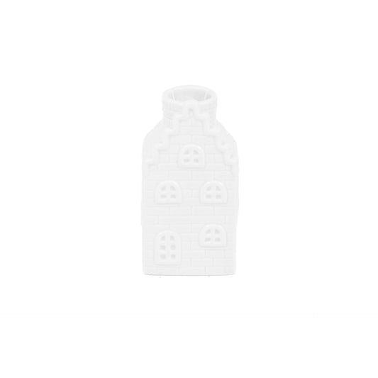 Kaarsenhouder - Huis - Keramiek - Wit - 6x6x11cm