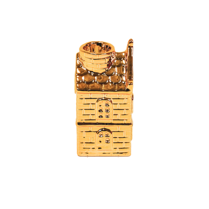 Kaarsenhouder - Huis - Keramiek - Goud - 6x5,5x11cm