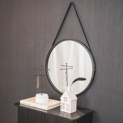Spiegel - Rond - Metaal - Zwart - 50x2,5x50cm