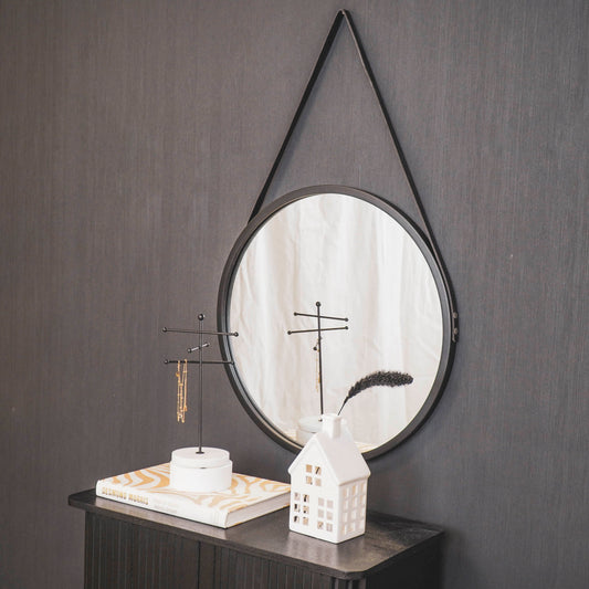 Spiegel - Rond - Metaal - Zwart - 50x2,5x50cm