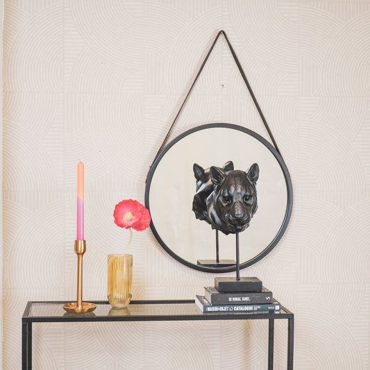 Spiegel - Rond - Metaal - Zwart - 50x2,5x50cm