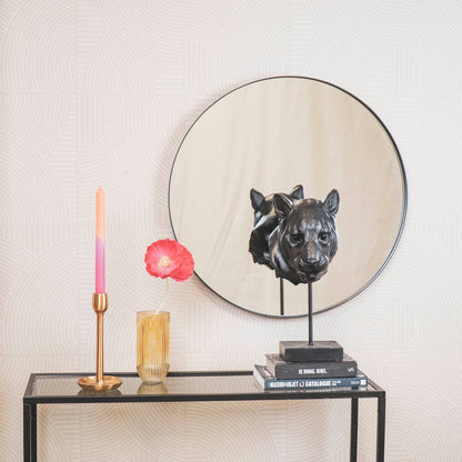 Housevitamin Ronde Spiegel - Metaal - Zwart - 60x3x60cm