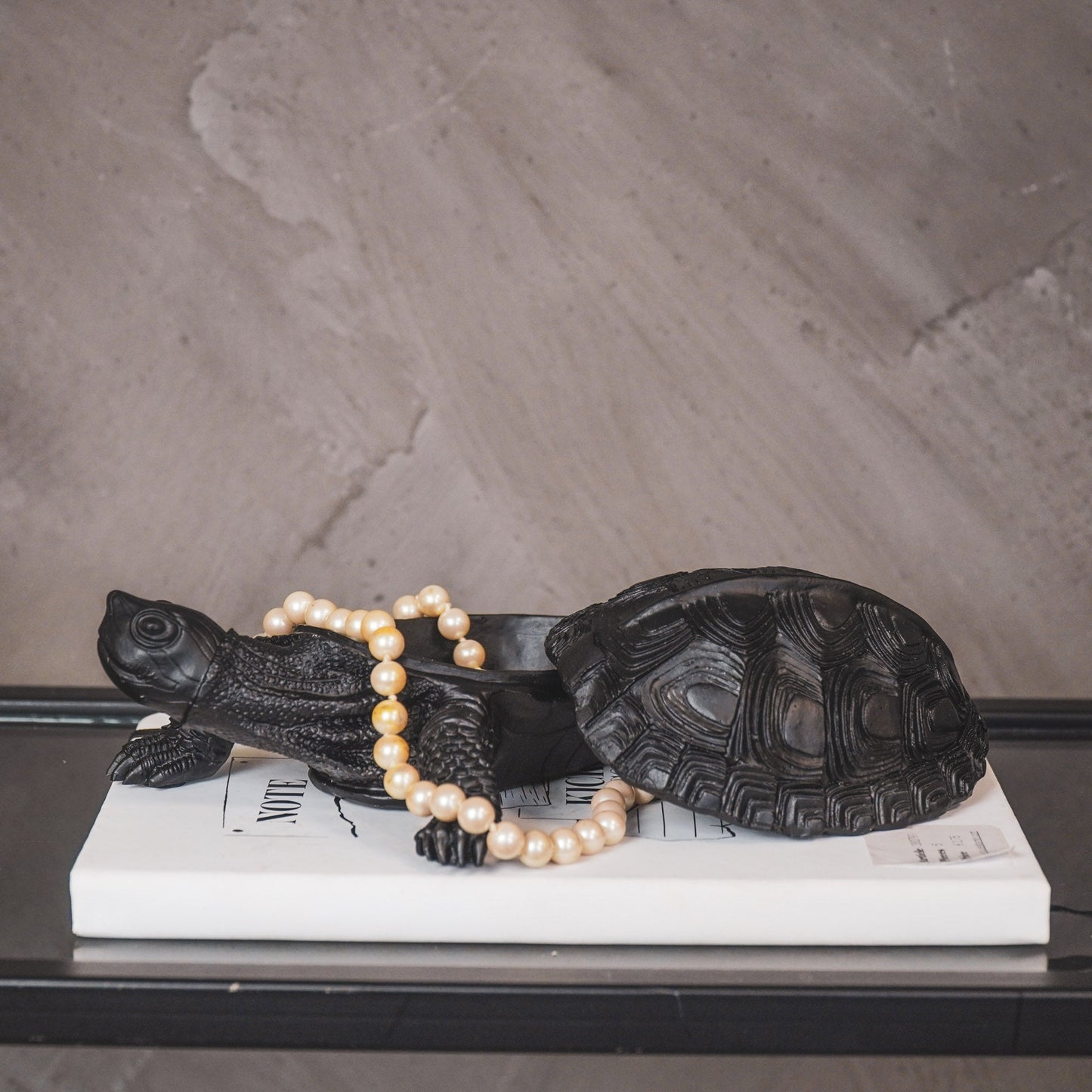 Schildpad Box - Polyresin - Zwart - 15,5x13,5x7,5cm