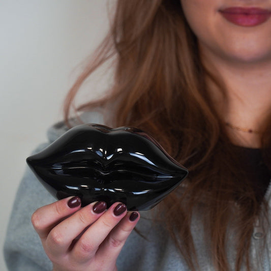 Ornament- Spaarpot - Lip - Keramiek - Zwart - 15x8x8cm