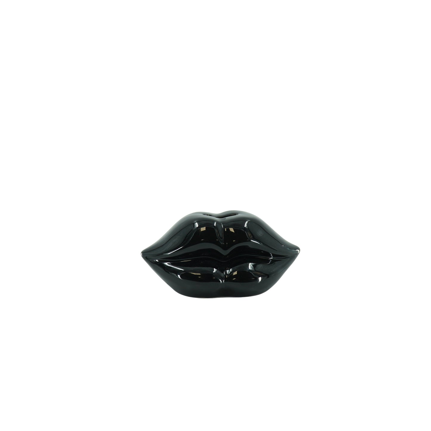 Ornament- Spaarpot - Lip - Keramiek - Zwart - 15x8x8cm