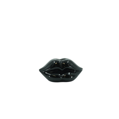 Ornament- Spaarpot - Lip - Keramiek - Zwart - 15x8x8cm