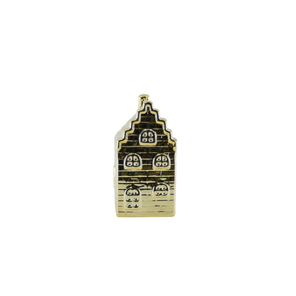Ornament- Spaarpot - Huis - Keramiek - Goud - 7x7x13cm