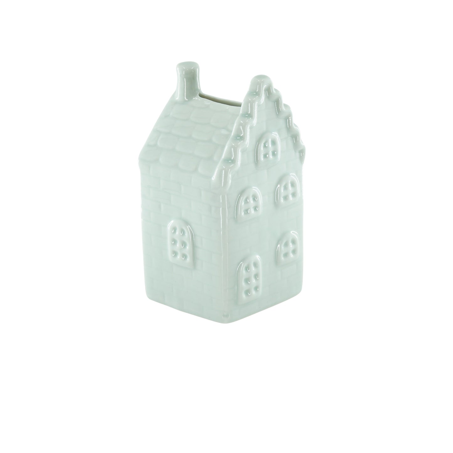 Ornament- Spaarpot - Huis - Keramiek - Mintgroen - 7x7x13cm