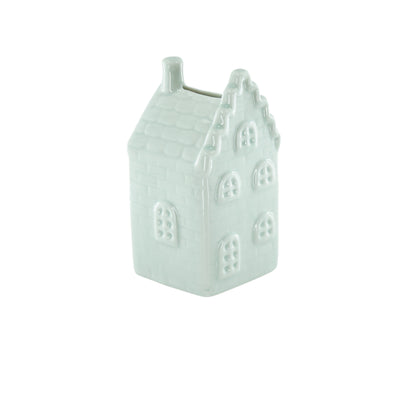 Ornament- Spaarpot - Huis - Keramiek - Mintgroen - 7x7x13cm