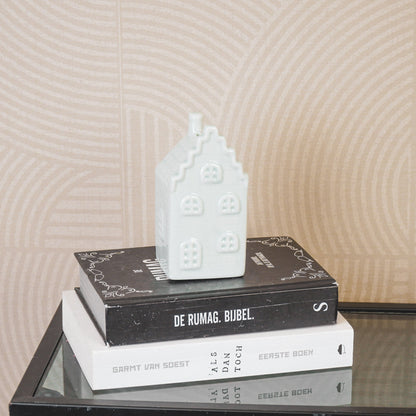 Ornament- Spaarpot - Huis - Keramiek - Mintgroen - 7x7x13cm