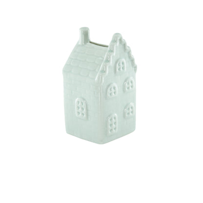 Ornament- Spaarpot - Huis - Keramiek - Mintgroen - 7x7x13cm
