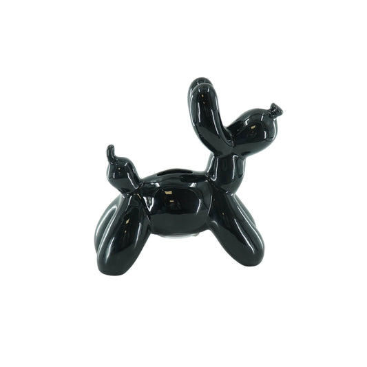 Ornament- Spaarpot Ballonhond- Keramiek- Zwart- 17x7x17cm
