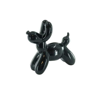 Ornament- Spaarpot Ballonhond- Keramiek- Zwart- 17x7x17cm