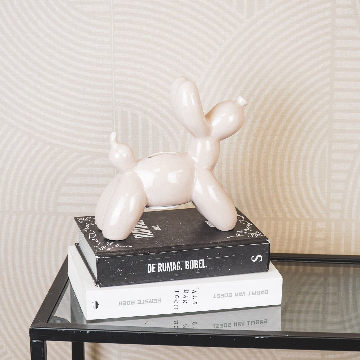 Ornament- Spaarpot Ballonhond- Keramiek- Zand- 17x7x17cm