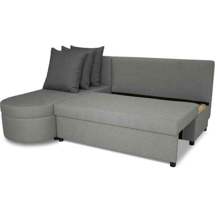 JEN 3-zits omkeerbare converteerbare hoekbank - Grijze stof - Eigentijdse stijl - L196 x H88 x D159 cm