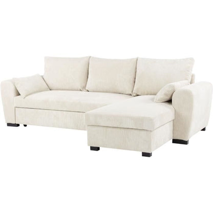 MAX Omkeerbare hoekbank - 3 zitplaatsen - Stof Lincoln Beige - Opbergruimte - 240 x 143 x 85 cm