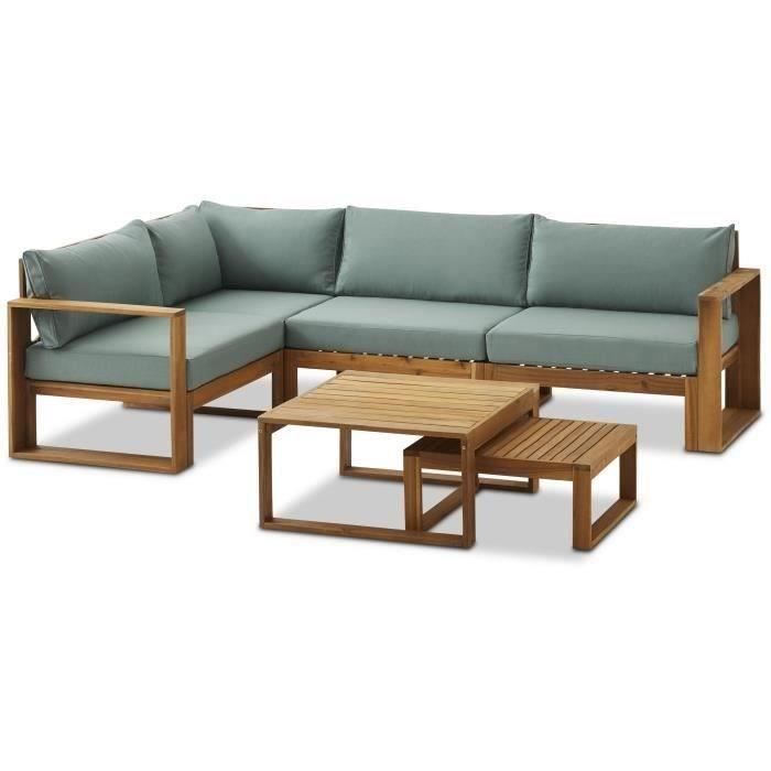 FSC Acacia houten tuinmeubelset - 5 personen - Levata - Groen-blauw